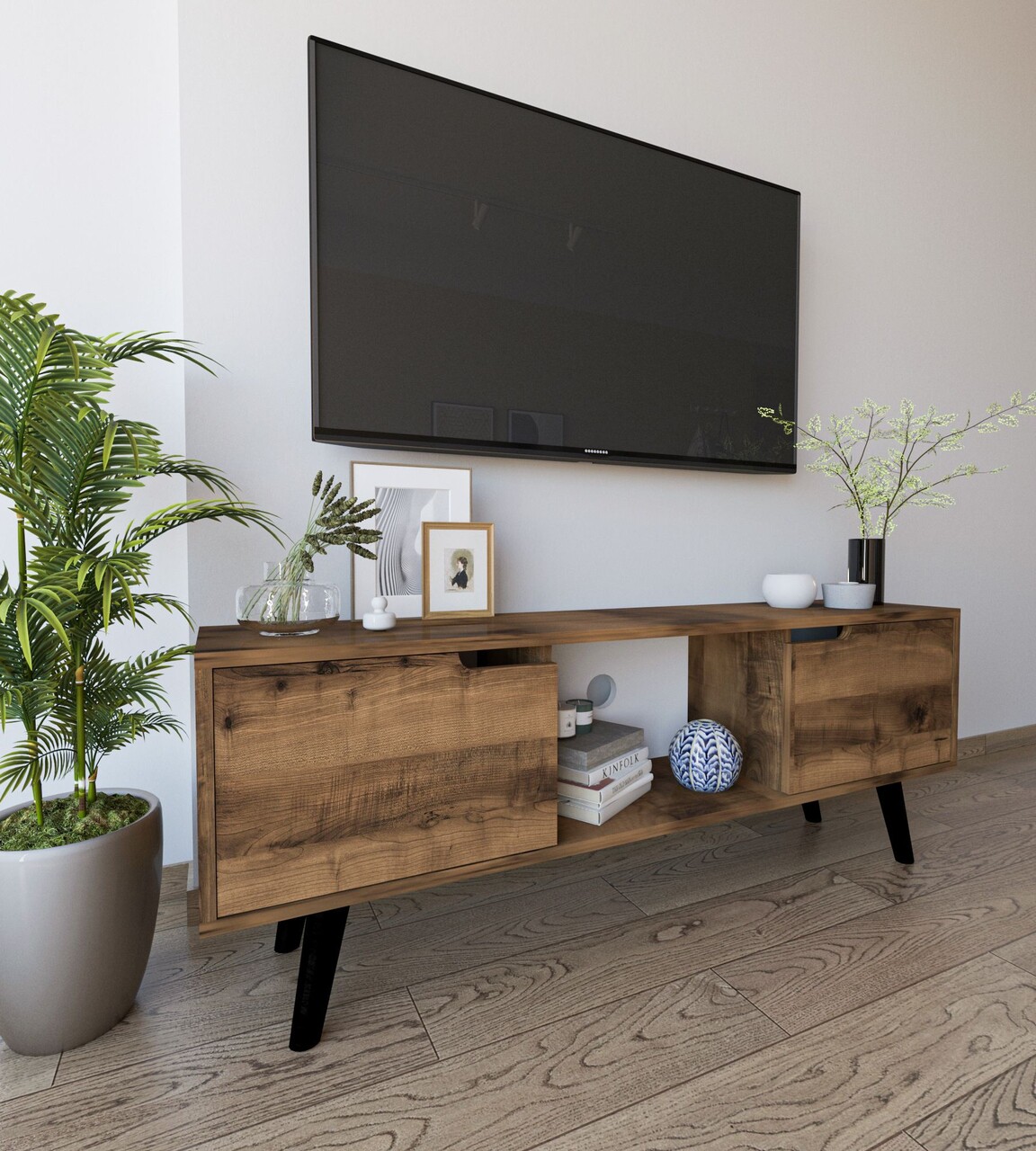 Comoda TV, Hanah Home, Siena, 139.7x53x53 cm, PAL, Maro - imagine 2