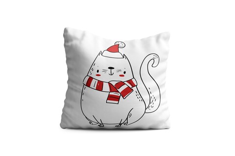 Perna decorativa xmas cat, oyo kids, 43x43 cm, poliester, multicolor