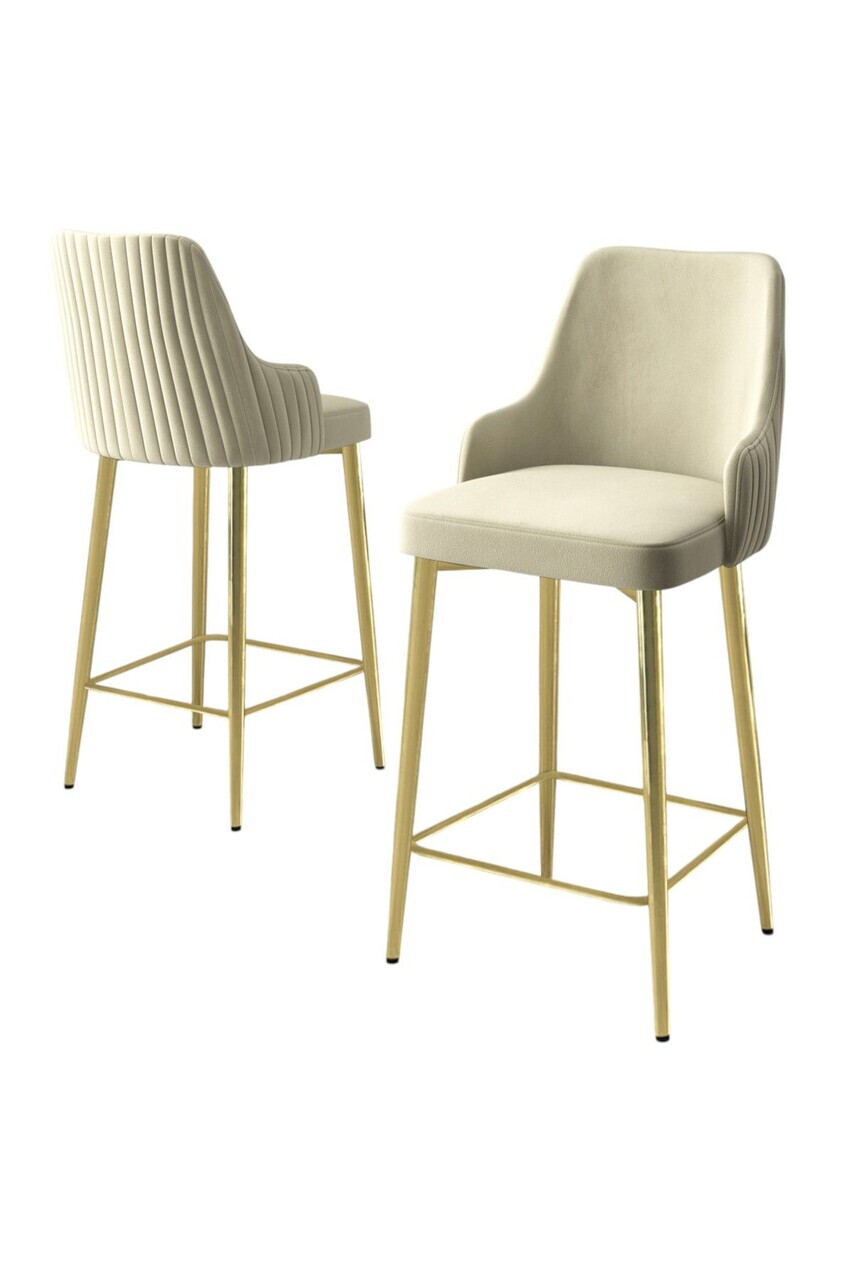 Set scaune de bar 6 piese, Hanah Home, Tera, Crem / Aur — imaginea 2