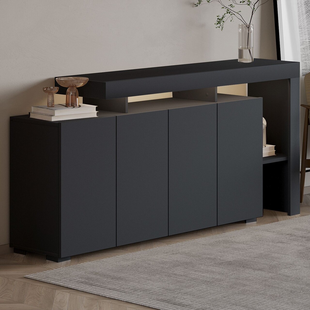 Consola, Hanah Home, Beliz, 170x80x35 cm, Antracit - view 2