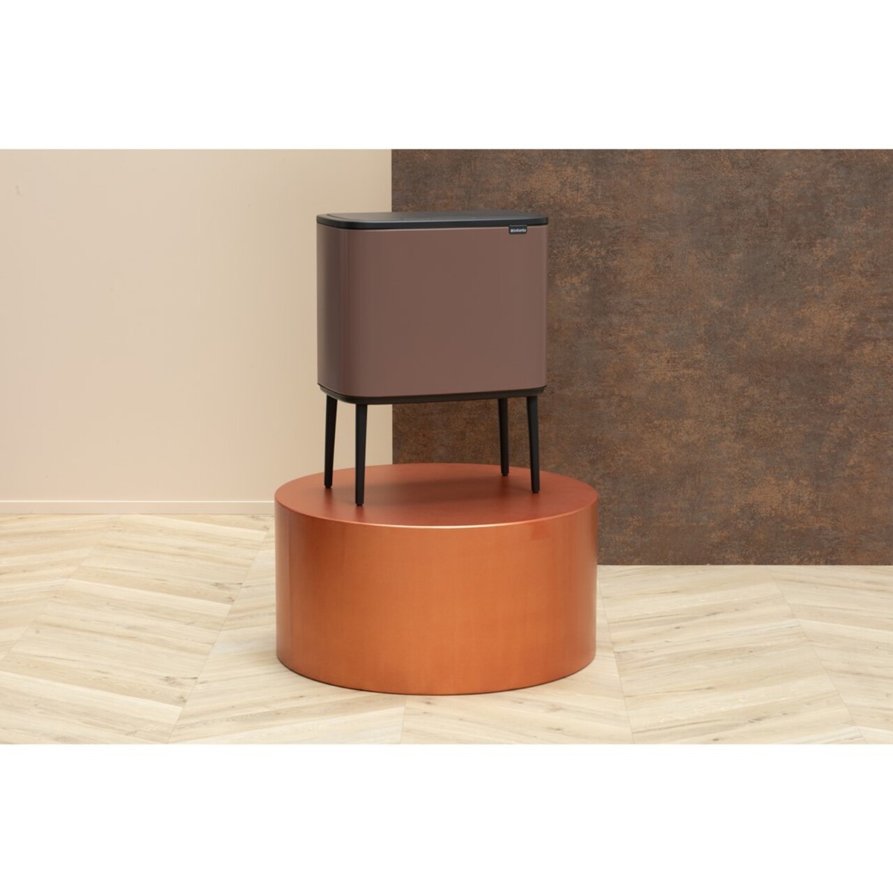 Cos de gunoi cu soft touch, Brabantia, Bo Touch, 11+23 L, 31.2x54x68 cm, otel, grej satinat