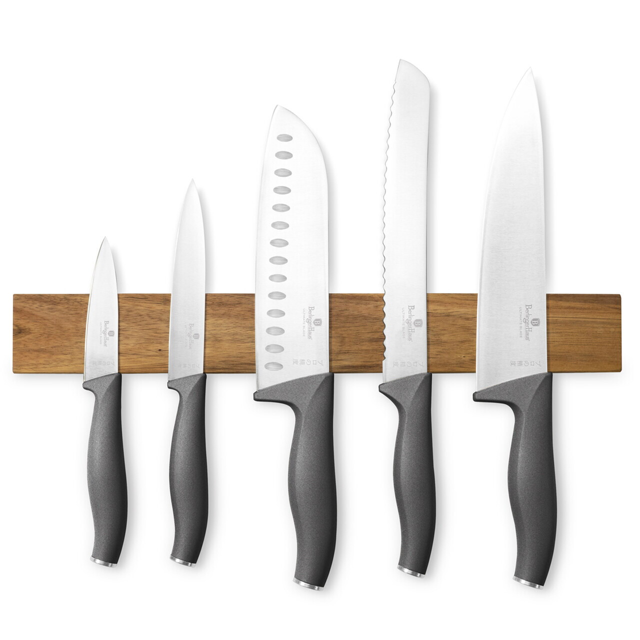 Set 5 cutite cu suport magnetic Berlinger Haus, Anthracite, inox/lemn, antracit mat/natur - imagine 5