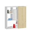 Dulap de baie, Olivia, Secret, 60x63.6x22 cm, PAL, Stejar alb / safir