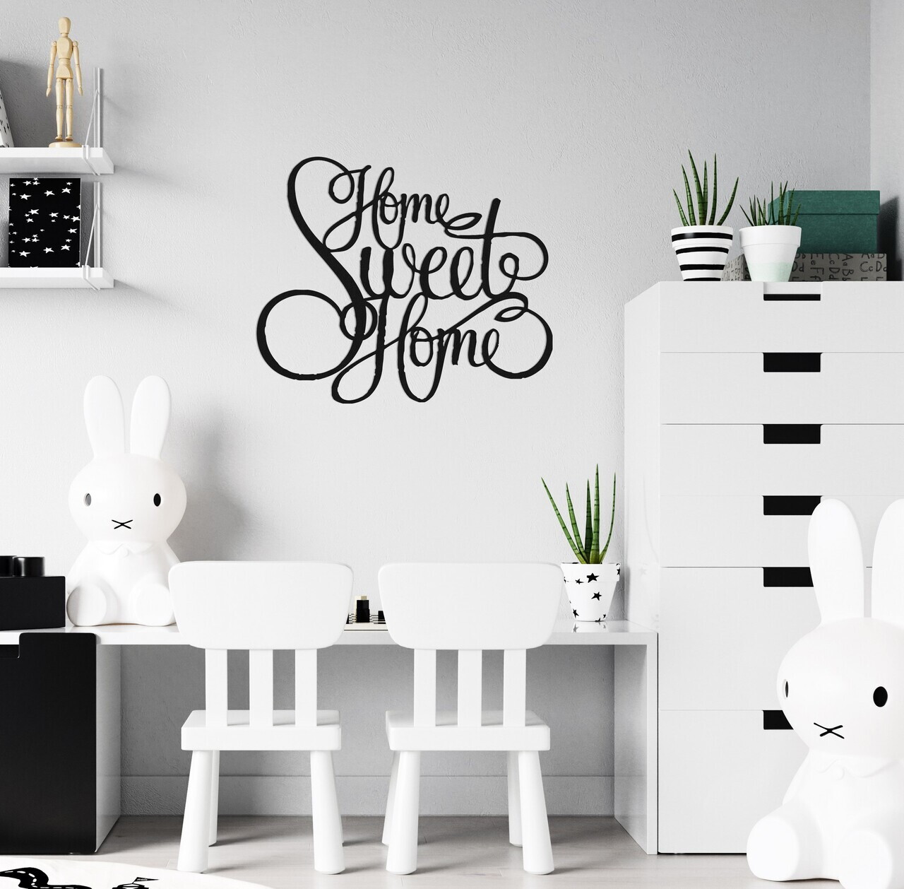 Decoratiune de perete, DEC-BL003, Dimensiune: 40 x 40 cm, Negru — imaginea 2