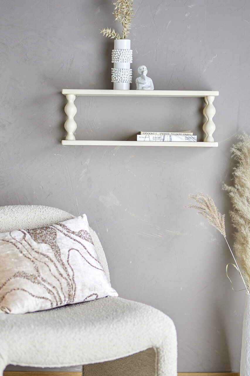 Raft de perete, Bloomingville, Salino, 60x17x21.5 cm, MDF/lemn de brad, alb - imagine 3