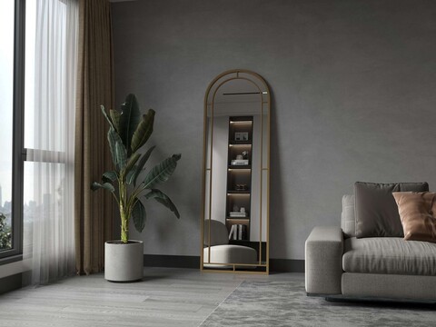 Oglinda Cheval, Hanah Home, Luna, 60x180 cm, Metal, Auriu