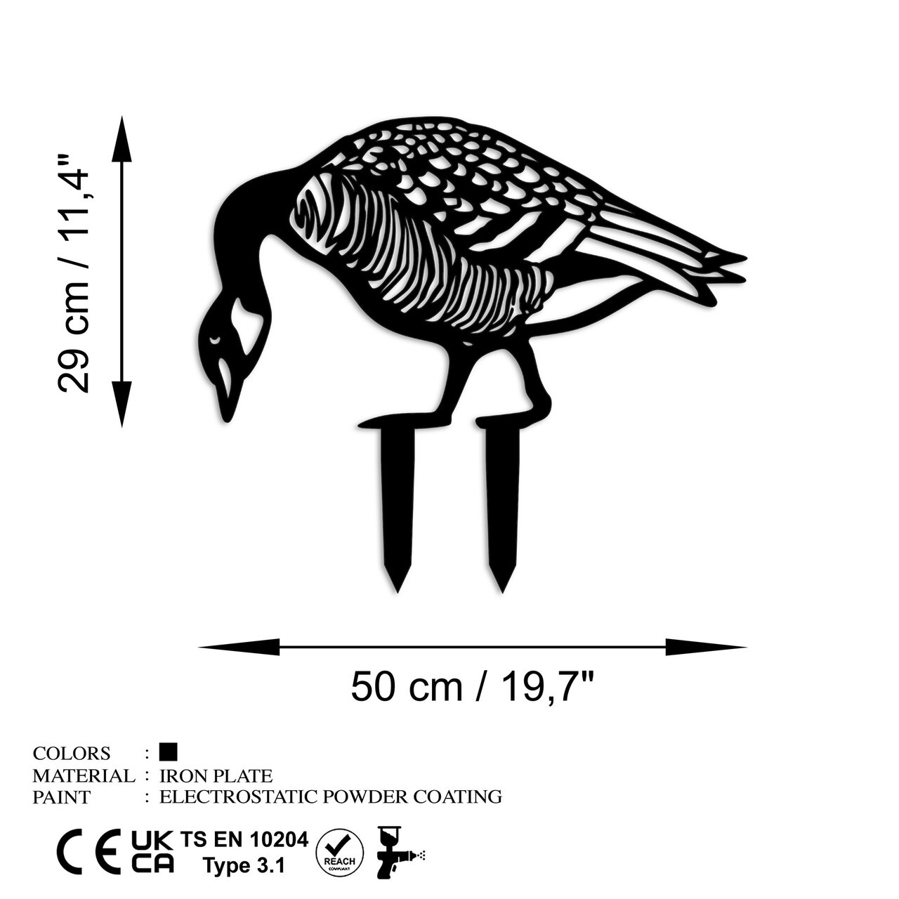 Obiect decorativ de grădină, Goose 02, 44x50 cm, Negru - view 6
