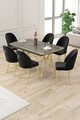 Set masa extensibila si scaune (7 piese), Hanah Home, Sim, Antracit / Aur / Negru