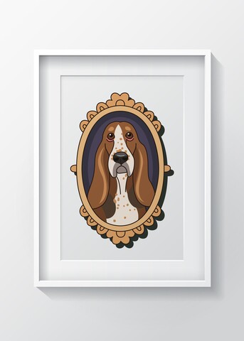 Tablou decorativ hound, oyo kids, 29x24 cm, lemn/mdf, multicolor