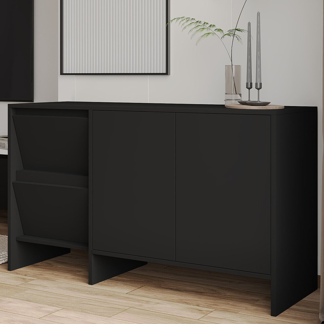 Consola, Hanah Home, Laris 130, 130x81.8x44 cm, PAL, Negru — imaginea 3