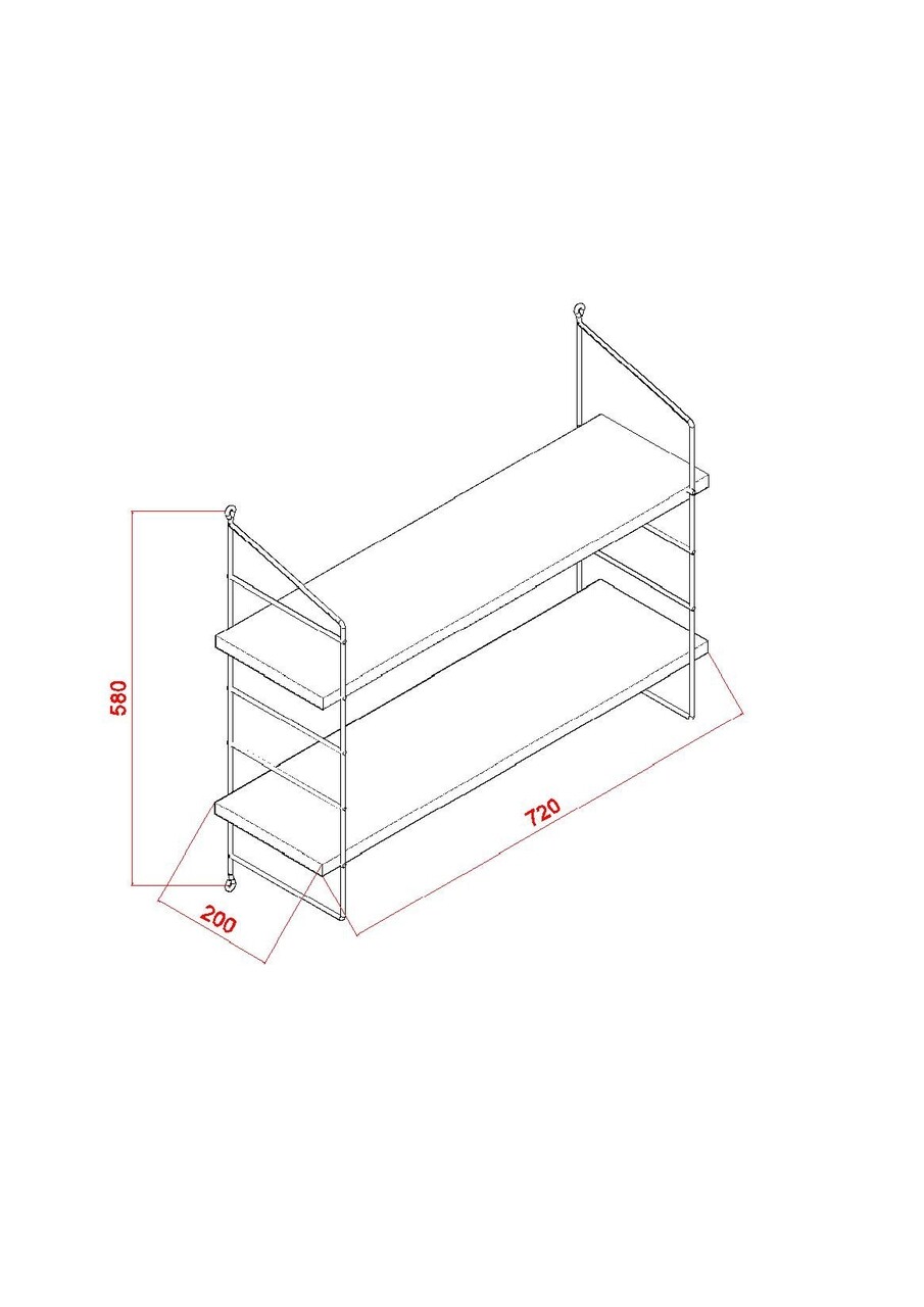 Raft pentru perete Armoni, Decormet, 2 nivele, 72x20x58 cm, alb/negru