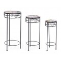 Set 3 suporturi pentru ghivece Paloma Round, Bizzotto, 30 x 68 cm, otel/ceramica