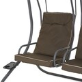Leagan cu 2 locuri, Segars, 170 x 132 x 170 cm, otel, gri/maro