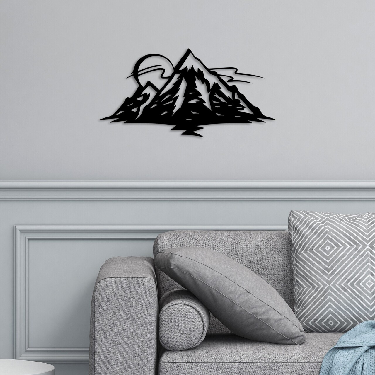 Decoratiune de perete, Mountain 25, Dimensiuni: 62 x 31 cm, Negru