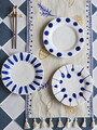 Set 3 farfurii desert, Bloomingville, Linora, 22x2.5 cm, ceramica, albastru