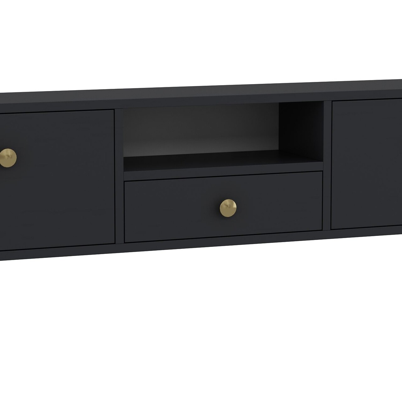 Comoda TV, Hanah Home, 1301-DROP-1, 140x30x30 cm, PAL , Antracit / Aur - view 6