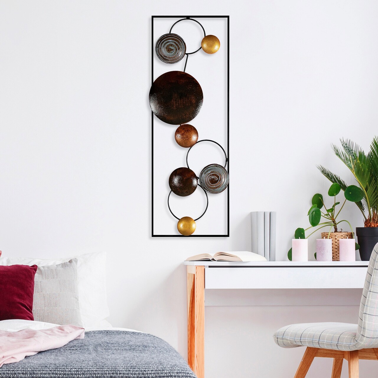 Decoratiune de perete, Textured, Metal, 90 x 32 x 4 cm, Multicolor - 1 | YEO