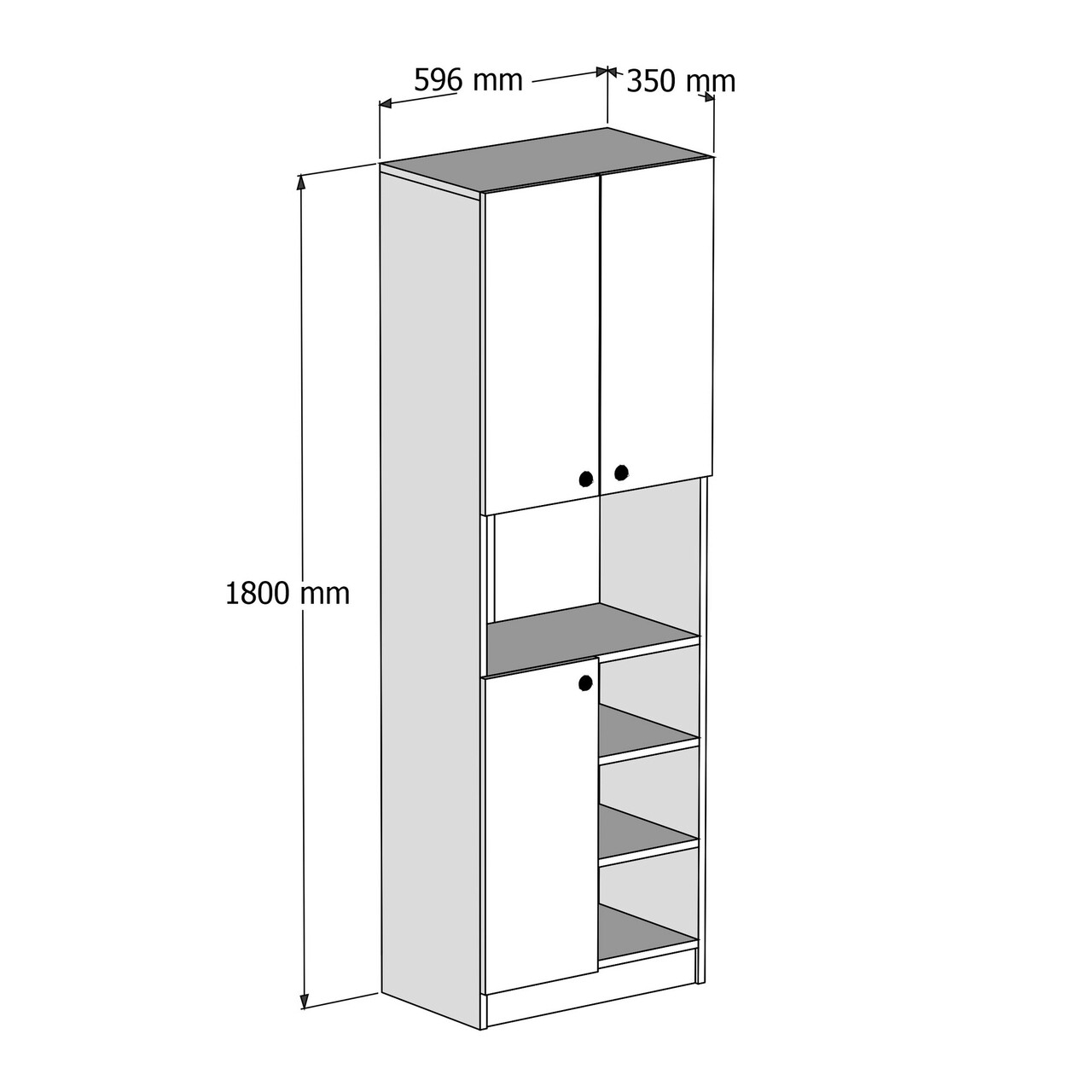 Dulap multifunctional, Mezza, Order 3002 , 59.6x180x35 cm, Alb