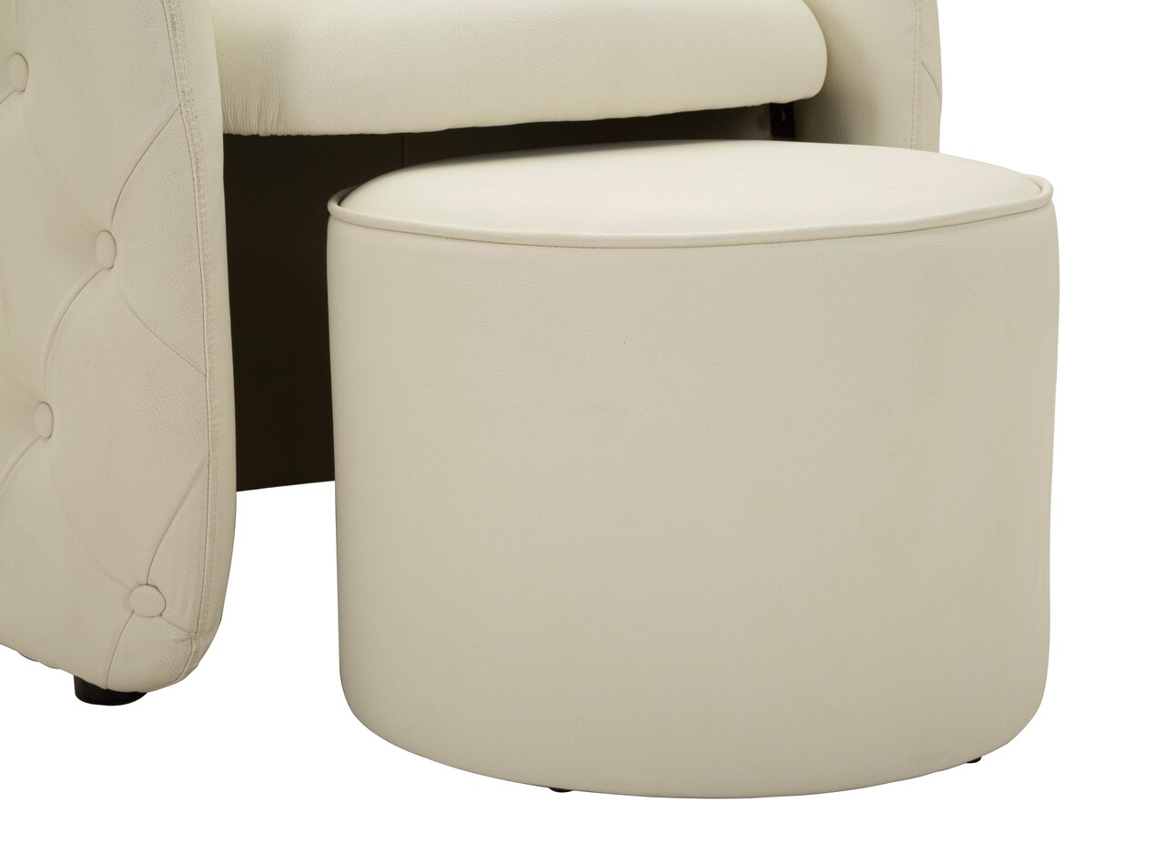 Set fotoliu si taburet pentru picioare, Mauro Ferretti, Zagabria, 75x76x80 cm, lemn de pin/piele ecologica, alb - imagine 4