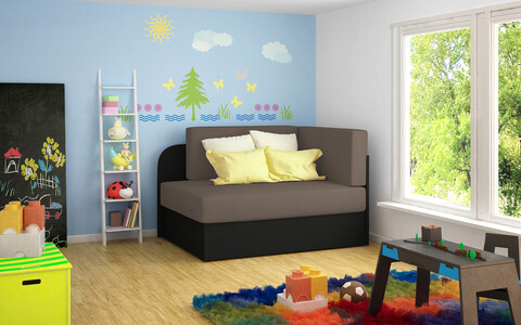 Canapea extensibila 2 locuri, ELTAP, Rosa, 104x75x60 cm, lemn/poliester, gri/negru