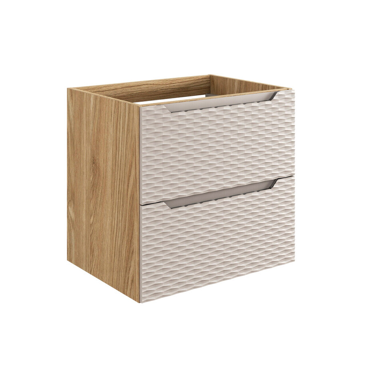 Set mobilier baie, dulap dublu si 2 lavoare, 120 cm S Un Cloud, Ocean Beige, Comad, MDF/PAL laminat, stejar — imaginea 2