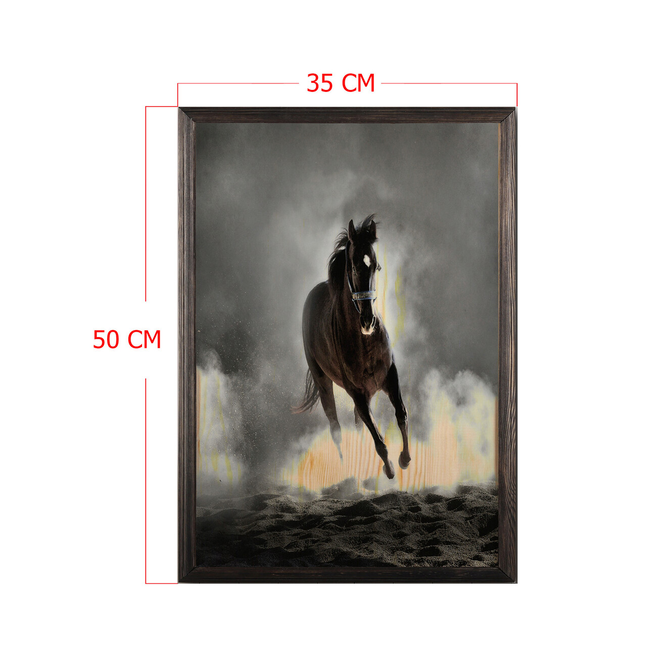 Tablou decorativ, Wild Horse, Lemn, Lemn, Multicolor