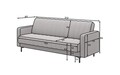 Canapea extensibila 3 locuri ELTAP, Roneyy, 212x89x86 cm, lemn/poliester, gri