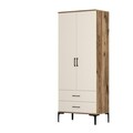 Dulap pentru haine, Hommy Craft, Kumsal T, 80x47.5x201.4 cm, PAL, Maro/Crem