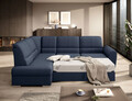 Coltar extensibil stanga 3 locuri ELTAP, LT-40PO, Siber, 270x186x93 cm, lemn/poliester, albastru inchis