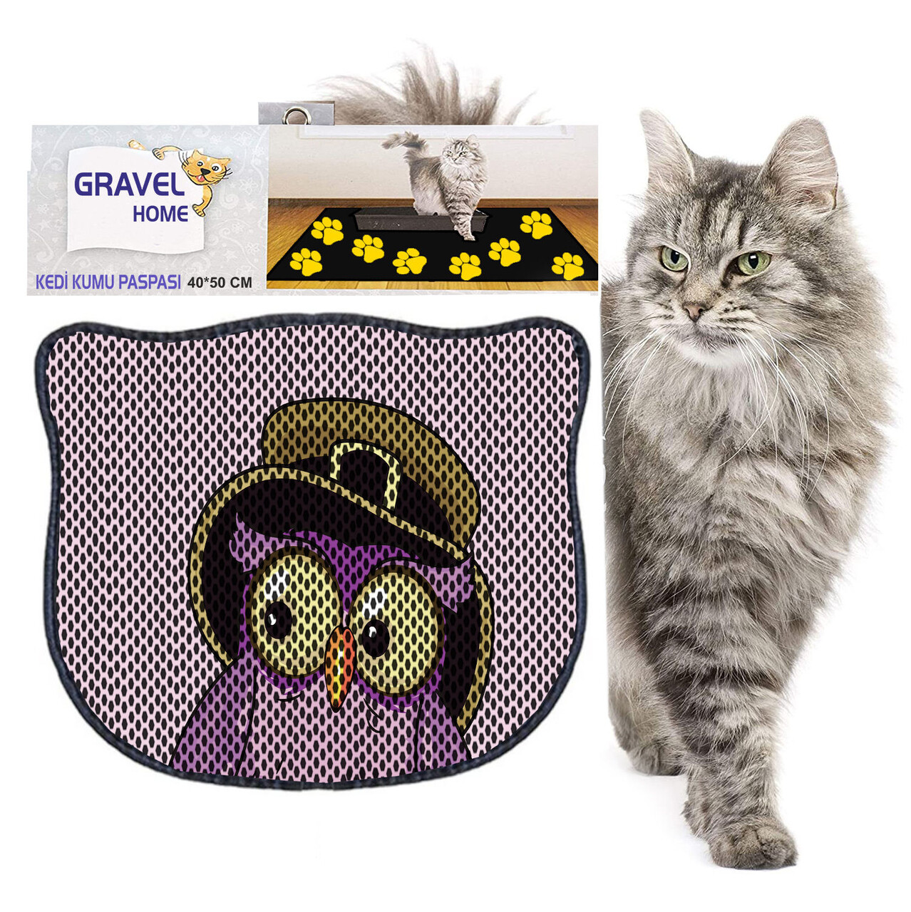 Covoras litiera pentru colectarea granulelor de nisip, Paws &amp; Whiskers, Kdkafa0077, 50% PVC/50% poliester, Multicolor - view 2