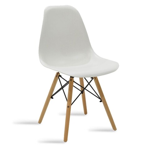 Scaun Julia, Pakoworld, 46x50x82 cm, lemn de fag/polipropilena, alb