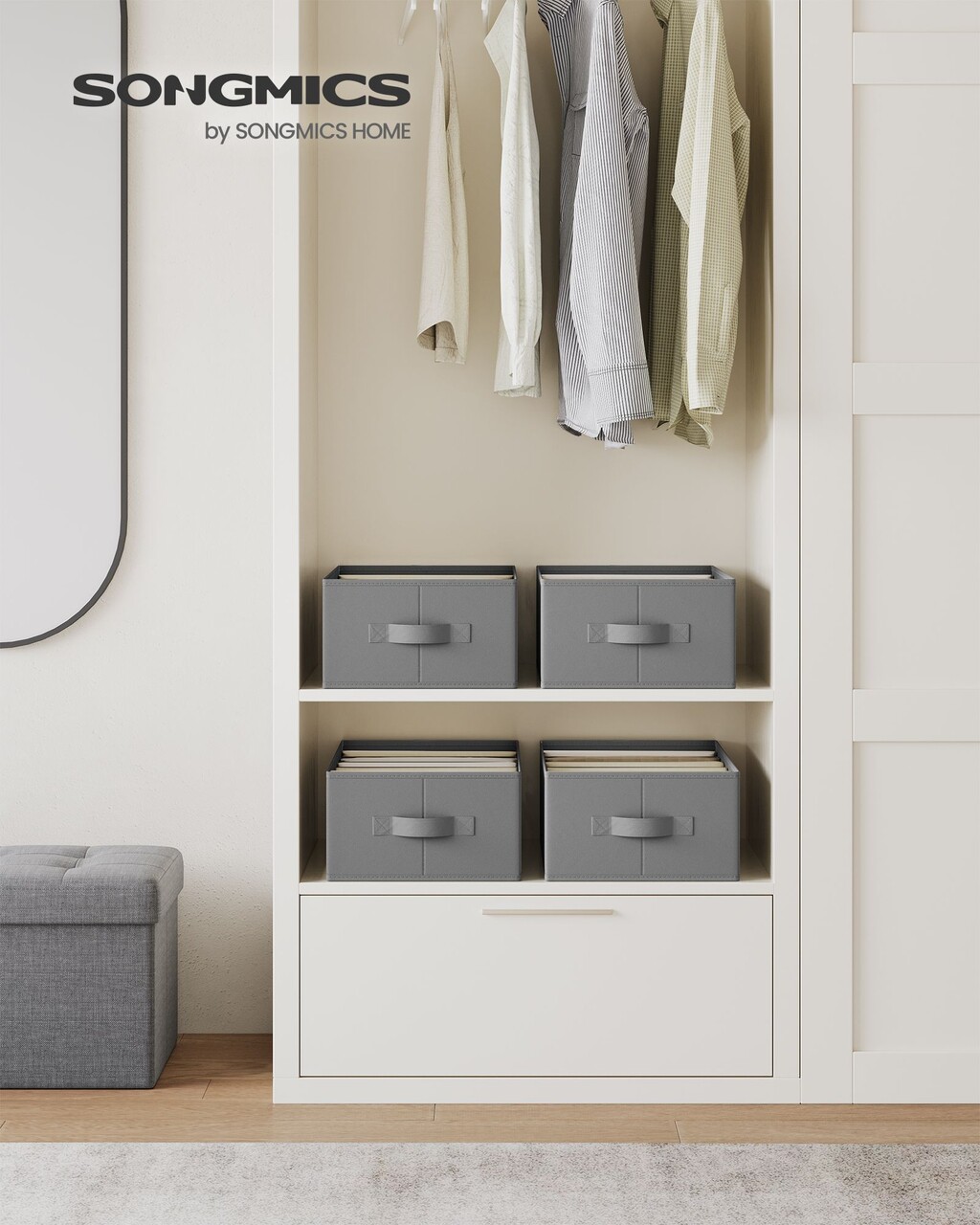 Set 4 organizatoare pentru sertar, Songmics,cu 6 compartimente, 42x30x17 cm, gri - 2 | YEO