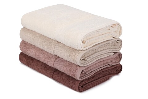 Set 4 prosoape de baie 801, beverly hills polo club, 70x140 cm, bumbac, maro