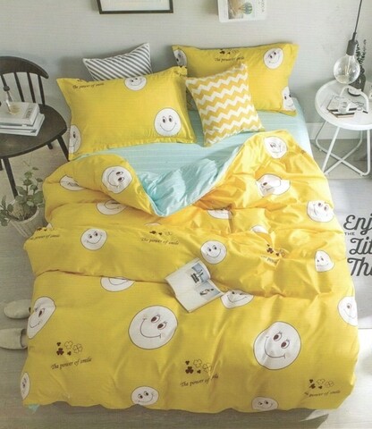 Lenjerie de pat dubla, king size, 4 piese, bs024, policoton, multicolor