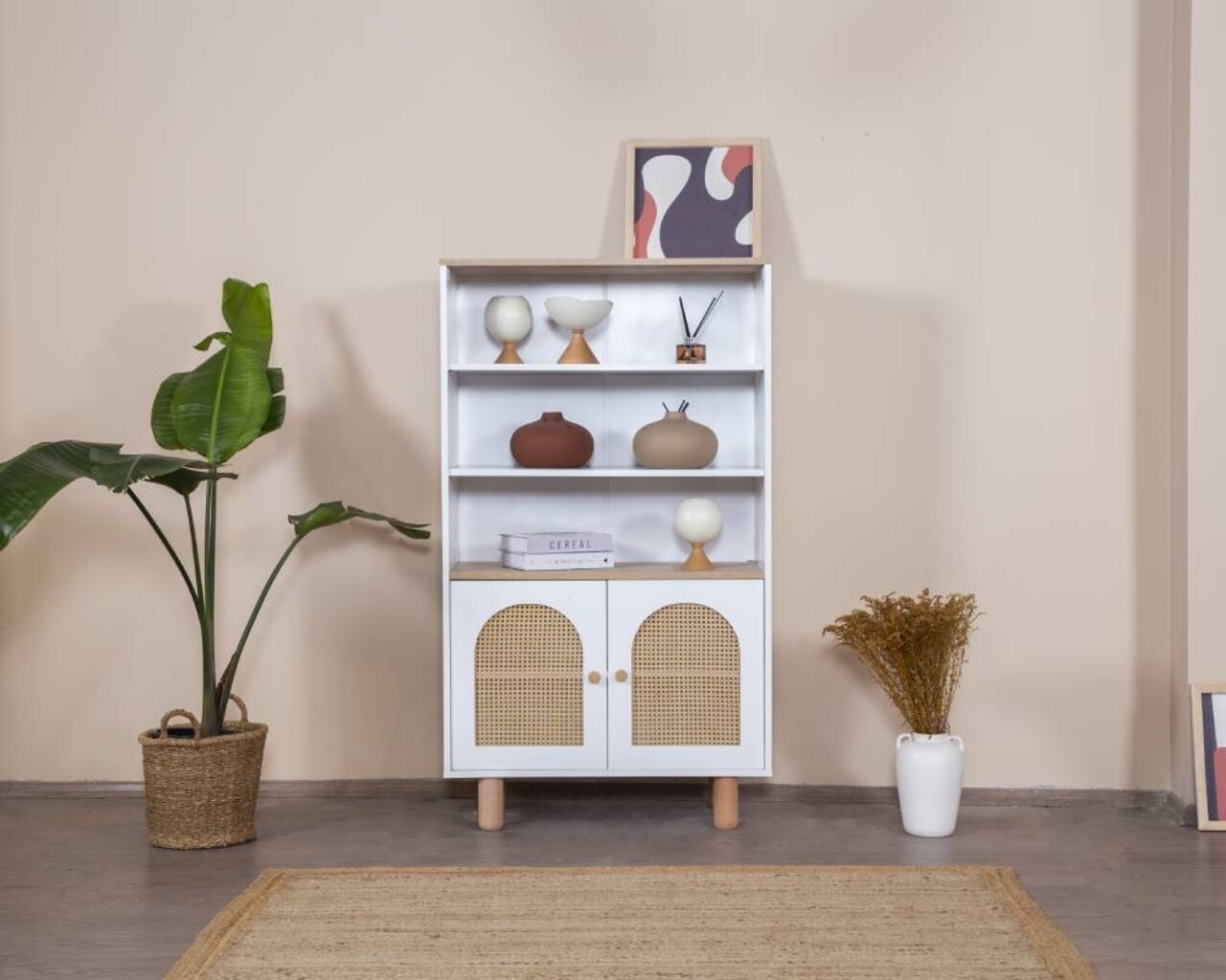 Corp biblioteca, Wolina, Bohem, 90x158x41 cm, Stejar alb