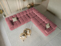 Coltar simetric 5 locuri, Bellis-51, Micadoni Home, 282x282x70 cm, catifea, roz