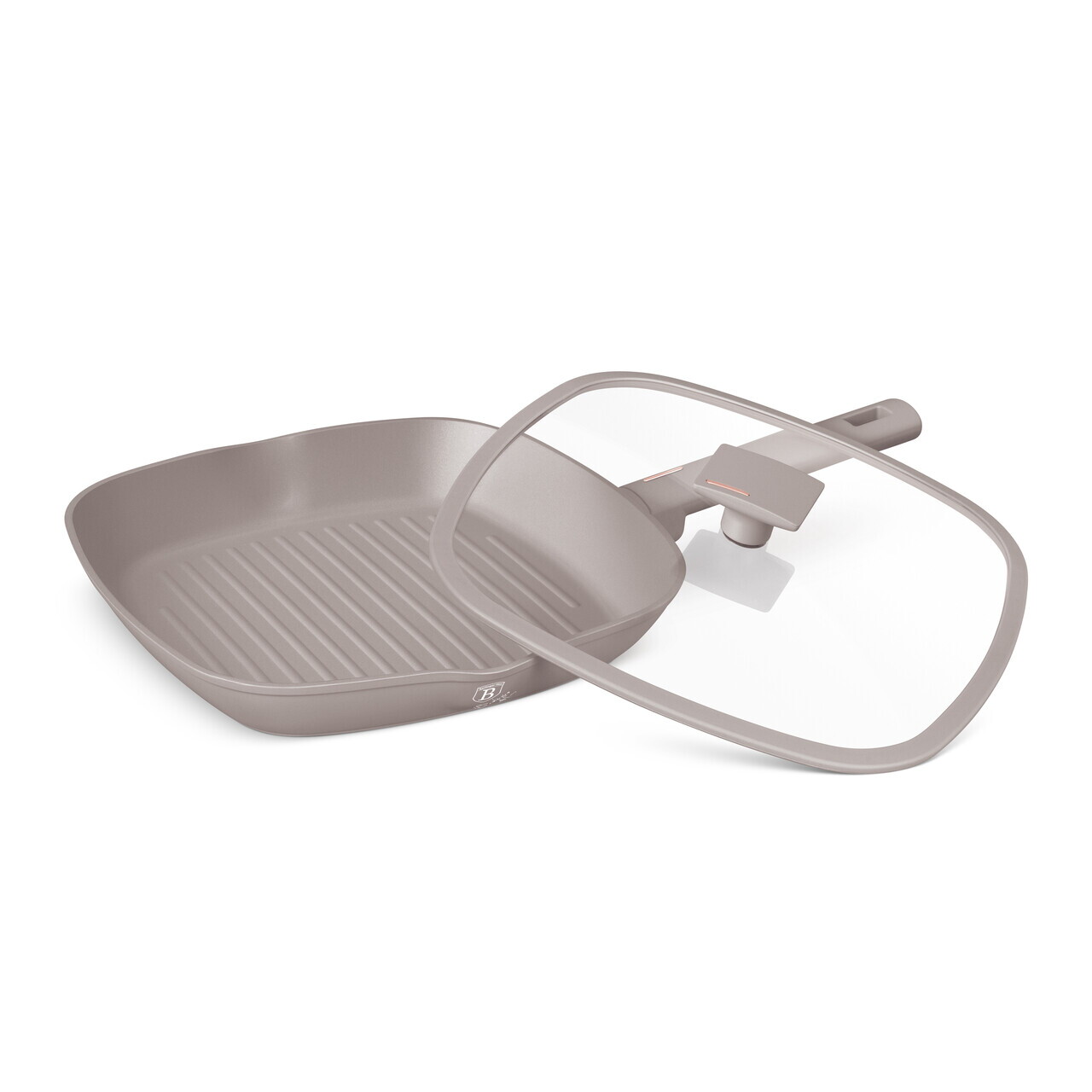 Tigaie grill cu capac Berlinger Haus, Taupe, 28 cm, 2.1 L, aluminiu forjat, taupe mat - imagine 5