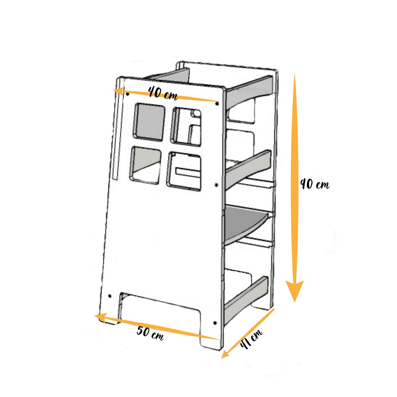 Turn de invatare, Bambini, Kule, 90x40x41 cm, MDF , Maro