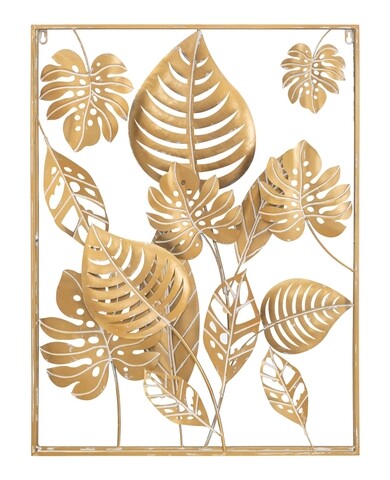 Decoratiune de perete Jungle Rectangle, Mauro Ferretti, 60×80 cm, fier, auriu