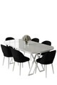 Set masa si scaune (7 piese), Hanah Home, Arvon, Alb/Negru