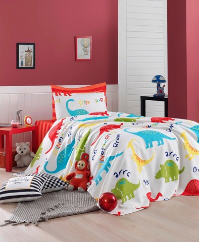 Set cuvertura pique Single, Dinazorus - White, Eponj Home, Bumbac