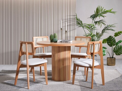 Set masă și scaune (4 piese), Fairfax, Lova, Natural
