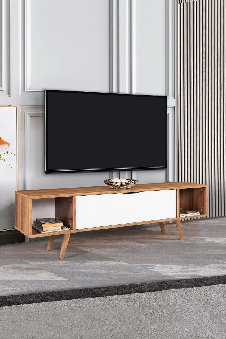 Comoda TV, Hanah Home, Mesir 3626, 160x47x35 cm, PAL, Nuc/Alb — imaginea 4
