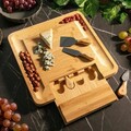 Platou pentru servire cu boluri si cutite Rumi, Homla, 33x33 cm, lemn/inox, bej/alb