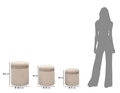 Set 3 taburete cu spatiu de depozitare Cream, Mauro Ferretti, 40.5x49.5 cm, MDF/poliester, crem