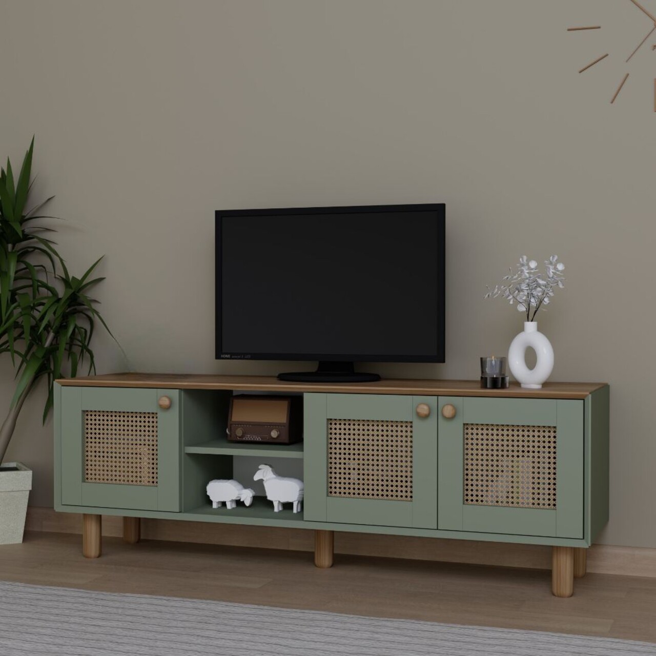 Comoda TV, Miwood, Bohemian 1600-142, Verde - 1 | YEO