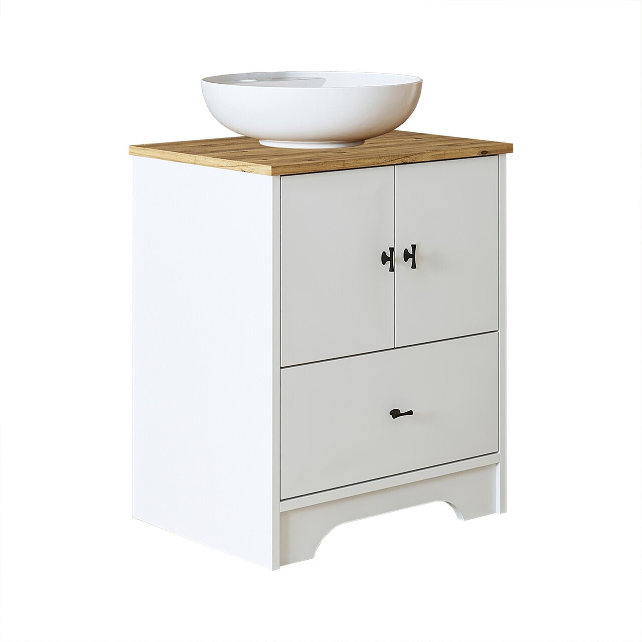 Dulap de baie cu chiuvetă, Hanah Home, 2379, 60x72x45 cm, MDF-LAM, Alb mat — imaginea 7