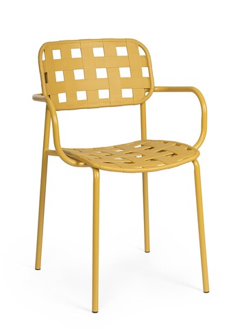 Scaun pentru gradina Clover, Bizzotto, 52x54x80 cm, otel tratat pentru exterior, ocru