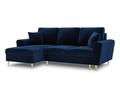Coltar extensibil stanga 4 locuri, Moghan, Micadoni Home, GL, 241x145x88 cm, catifea, albastru regal