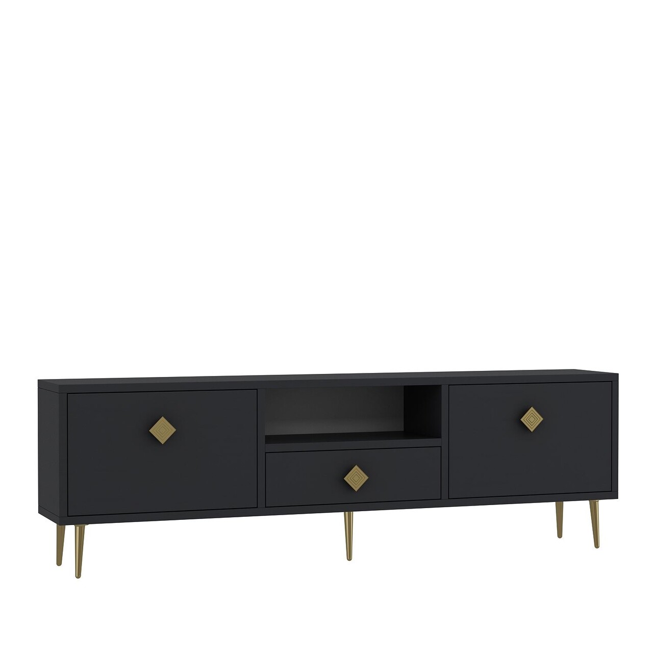 Comoda TV, Hanah Home, 1308-DROP-1, 140x45x30 cm, PAL , Antracit / Aur - view 4